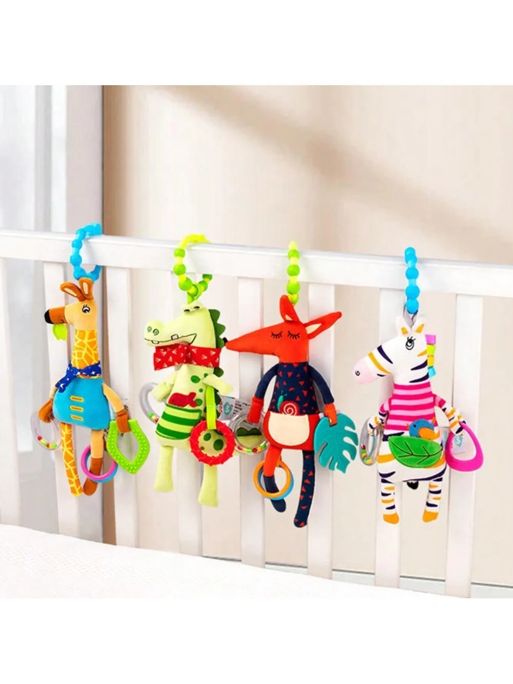 لعبة معلقة على شكل حيوان قطيفة بصوت حاد ، غابة ، عربة أطفال #2