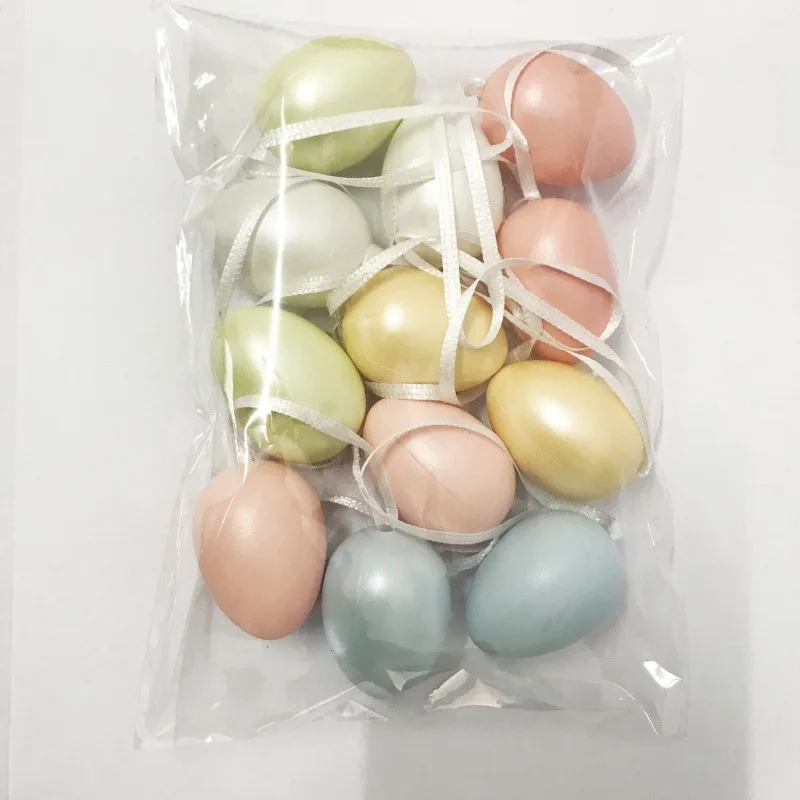 12pc Easter Pearl Eggs Colorful Plastic Egg Pendant for Happy Easter Party Decora Bunny Bird Egg Hanging  DIY Craft Kids Gifts