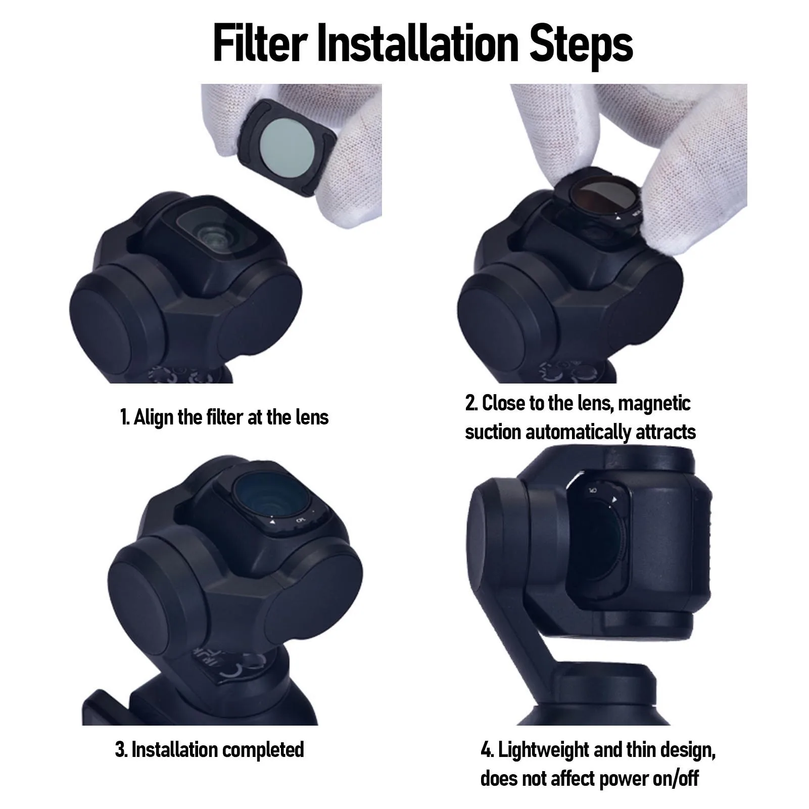 Andoer CPL Filter for Pocket 3 Camera Eliminate Non Metal Reflection Camera Magnetic CPL Circular Polarizer Filter