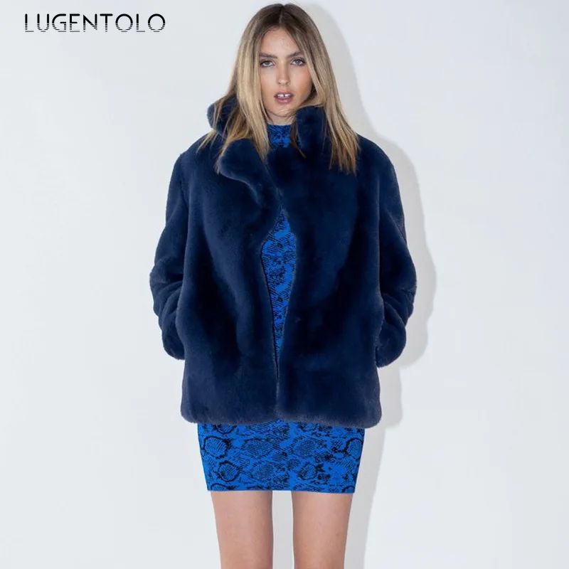 

Женское новое пальто из искусственного меха, теплый кардиган с отворотом, повседневная женская элегантная уличная одежда, осень-зима