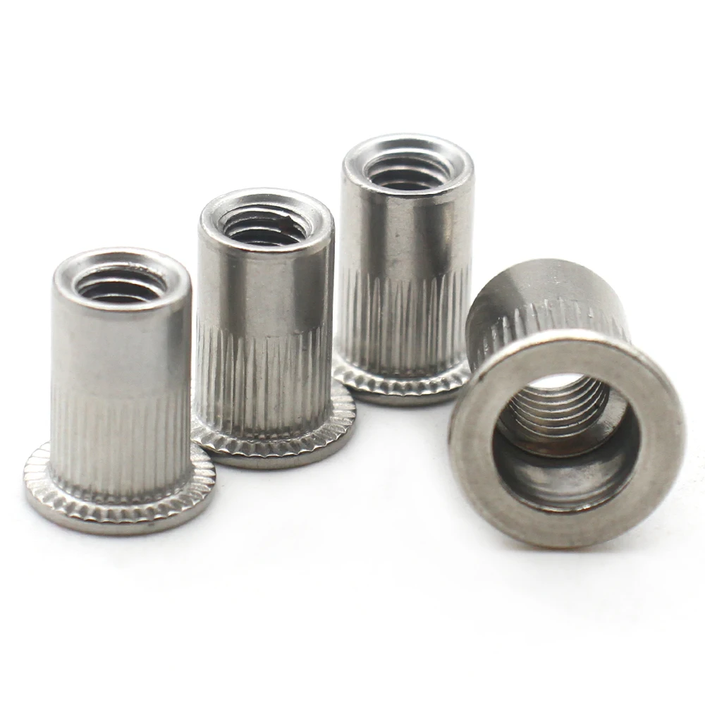 Заклепки с плоской головкой из нержавеющей стали 304, гайки M3 M4 M5 M6 M8 M10 M12, резьбовая вставка, глухая клепальная гайка для крепления листового металла