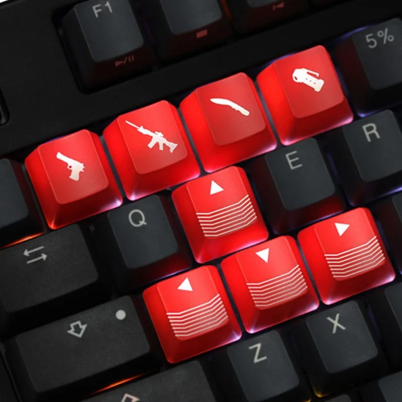 Abs keycap wasd direção atalho chave preto e vermelho keycap teclado mecânico personalidade translúcido keycap