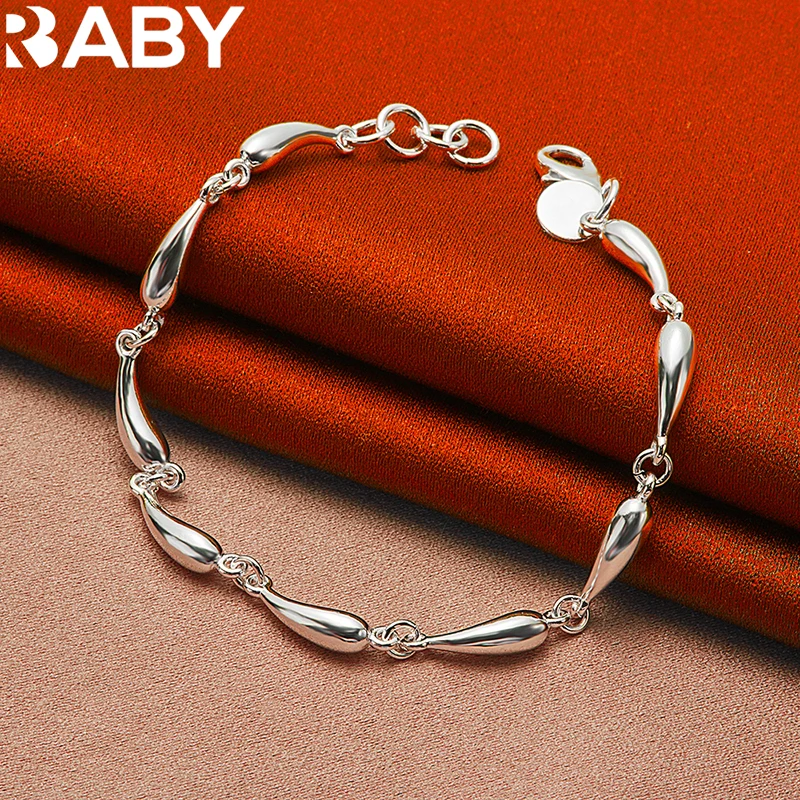 URBABY 925 Sterling Silver Water Drop Chain Bracelet For Women Fashion Charms Jewelry Gift Wedding Party Elegant Accessories