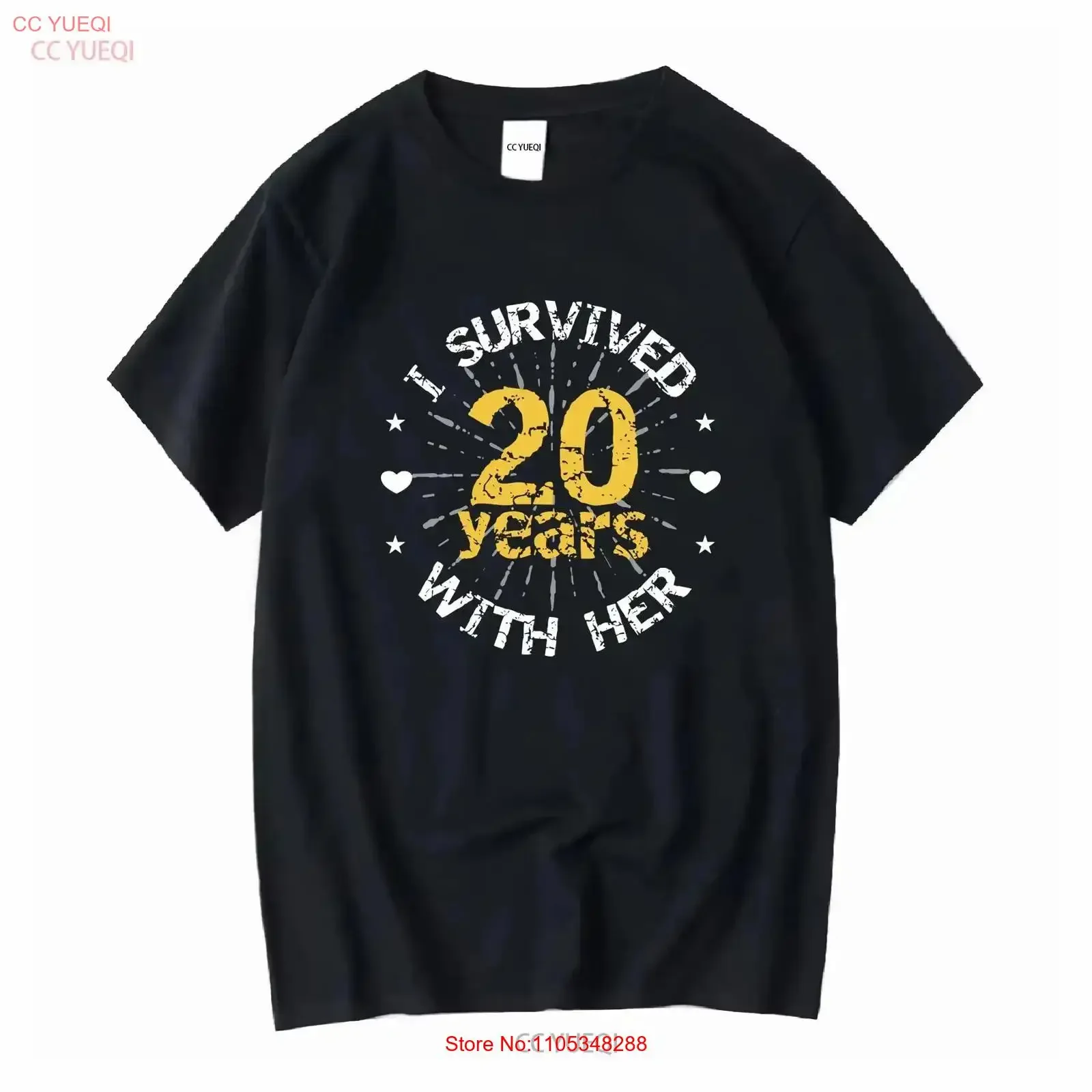 Funny 20th Wedding Anniversary For Wife I Survived 20 Years With Him year shirt couple vintage Washed vintage Washed Breathable
