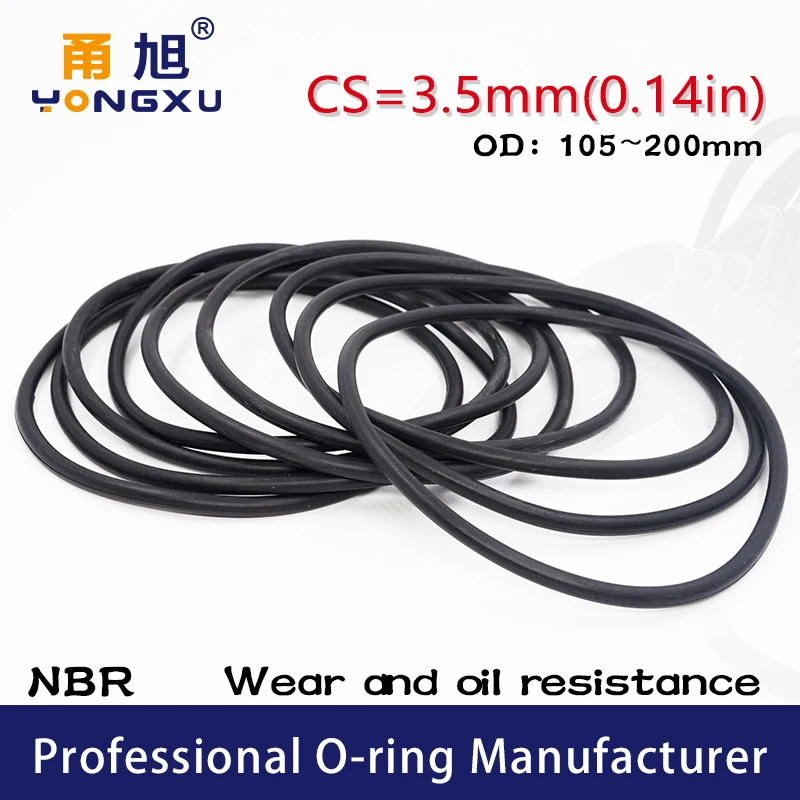 70A NBR Thickness CS2.4/3.1/3.5mm O-ring Nitrile rubber sealing gasket rubber washer ring wholesale in specifications