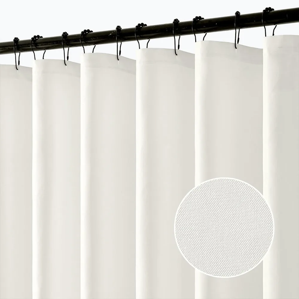 

Белая удлиненная тканевая занавеска для душа, комплект сверхмощных тканевых занавесок для душа длиной 108-дюймовой с 12 металлическими крючками, водонепроницаемый декор