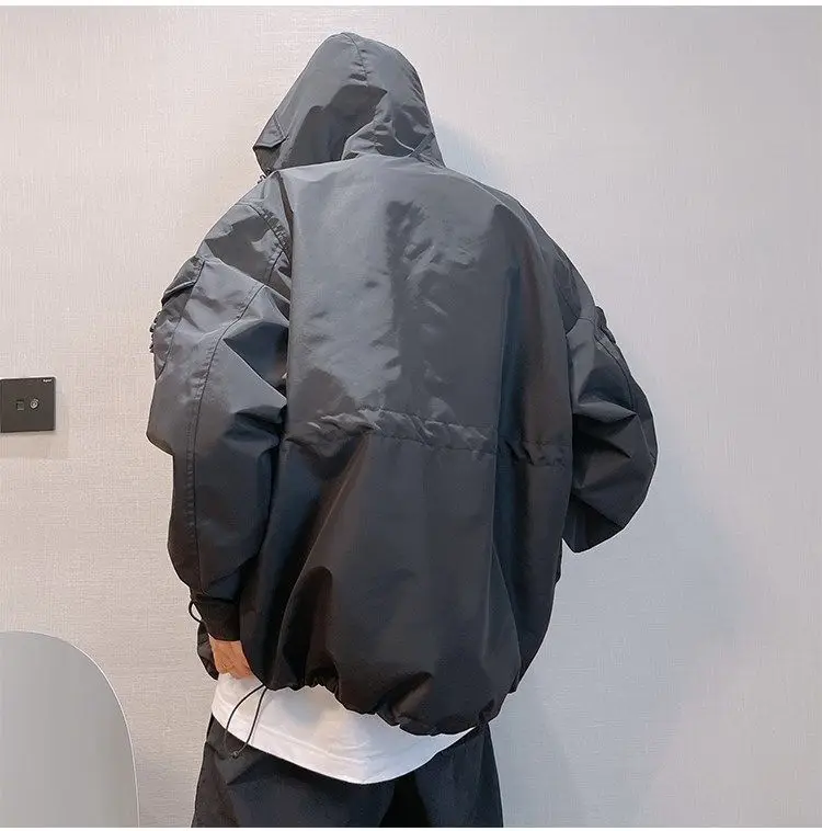 Autumn Winter Retro  Multi-pocket Waterproof Jacket American Tooling Windproof Hooded Jackets Male Clothes