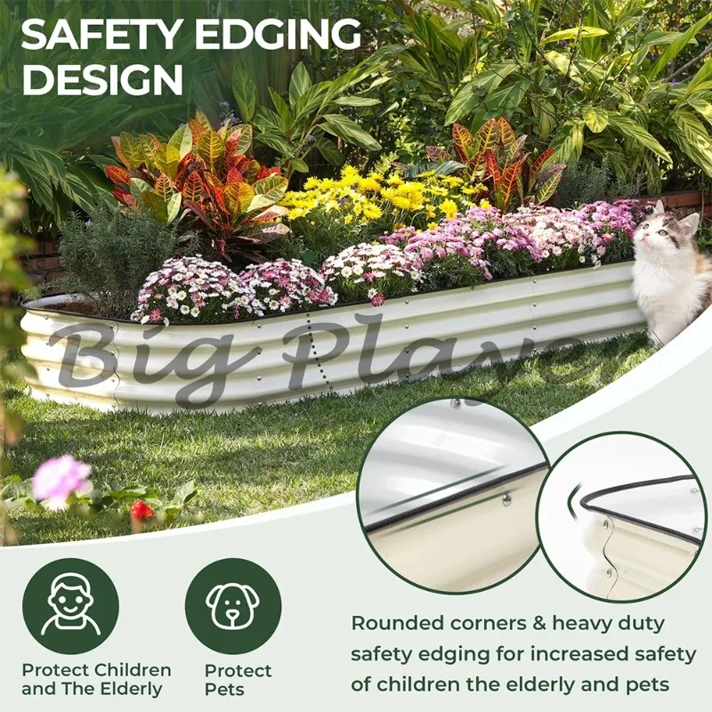 

Уличная садовая кровать для овощей, прочная коробка для цветов из оцинкованной стали, сверхмощный металлический контейнер для выращивания