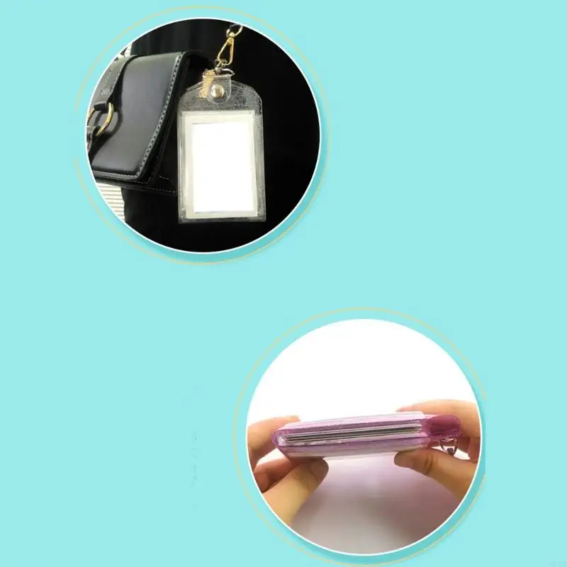 

X90D Portable Badge Credit Card Holder Pocket for Case Wallet Keychain for Key Ring for Women Men