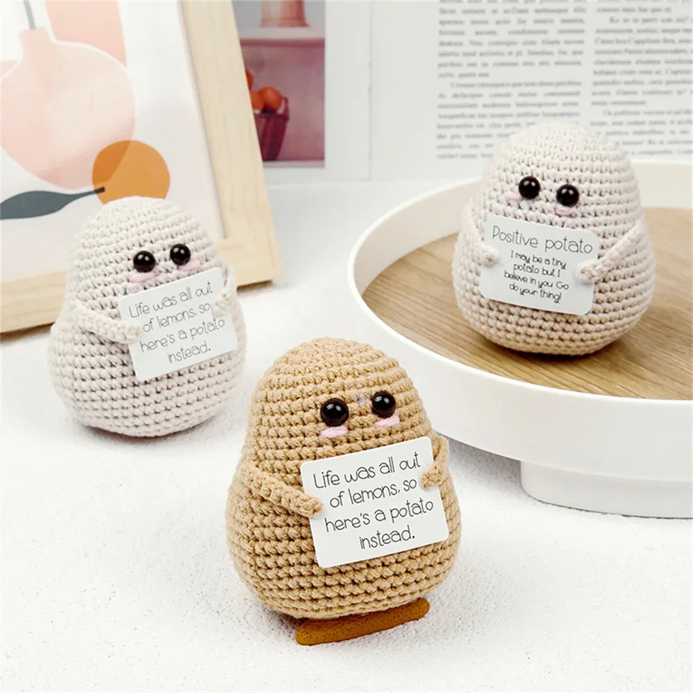 Big Butt Positive Energy Potato Doll Hug Pocket Mini Handmade Wool Knitting Doll With Card Funny Festival Gift Home Decoration