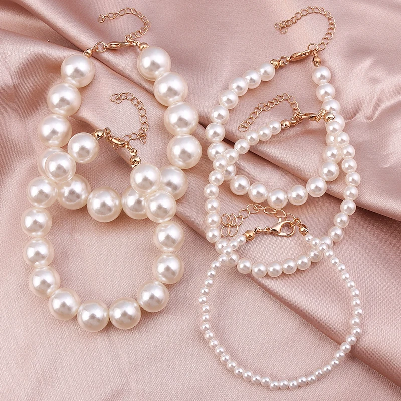 Aihua 4/6/8/10/14mm Koreanische Elegante Perle Perlen Armband für Frauen Trend Imitation perle Armband Hochzeit Schmuck Geschenke – Detail 6