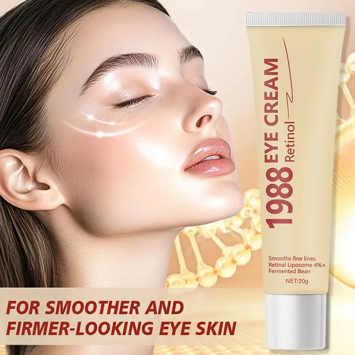 Crema contorno occhi al retinolo 1988 con liposomo retinale al 4% e fagioli fermentati - Leviga le linee sottili per una pelle elastica e liscia