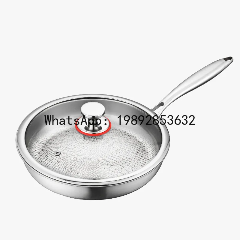 QQ Pure titanium flats pan uncoated non-stick panfor homeclassy hammered titanium pan thickened steak flats frying pan