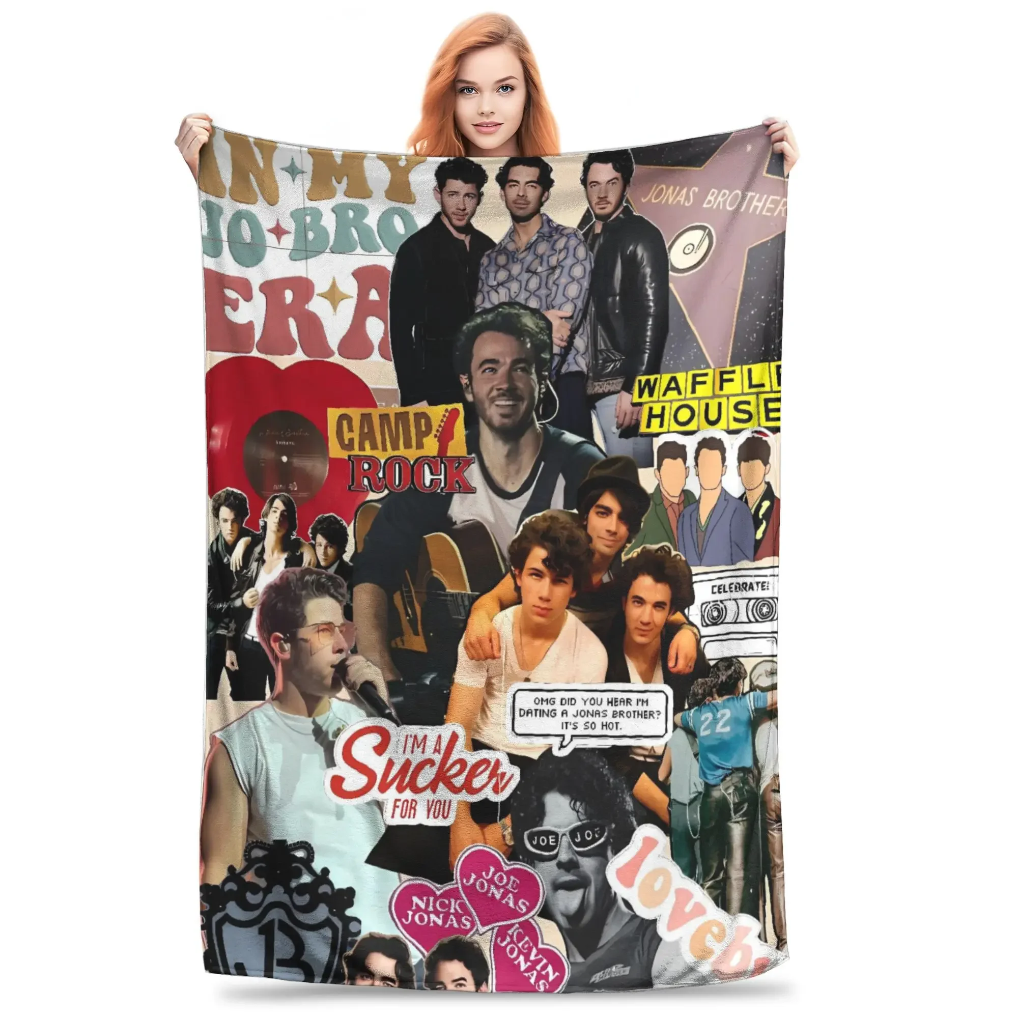Jonas Brothers th Anniversary Flannel Throw Blanket Warm Winter Cozy Bedspread for Living Room Trendy Decor