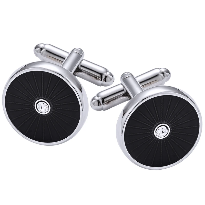 

KFLK Jewelry French shirt Fashion cufflinks for mens Brand Cuffs links Wholesale Round Button Black High Quality guests