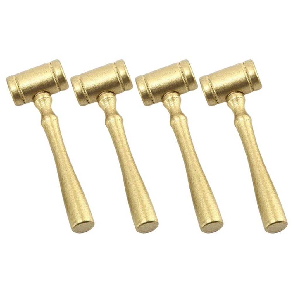 

4 Pcs Children's Toys Kids Judge Hammer Mini Wooden Gavel Decorate for Auction Role Play Golden Costume Accessory Mallet Lawyer