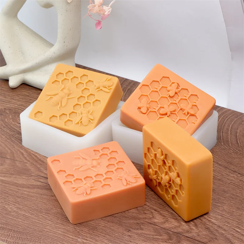 Kreative Bienen-Silikonform für Seife, quadratische Wabentextur, DIY-Bastelwerkzeug für Seife, Kerzen, Heimdekoration und Geschenke