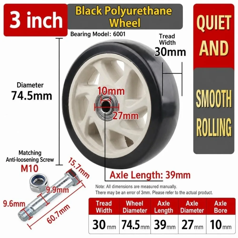 Durable PU Nylon Caster Wheel Double Bearings Wear Resistance Trolley Wheel High Load Capacity Replacement Wheel Industrial Move
