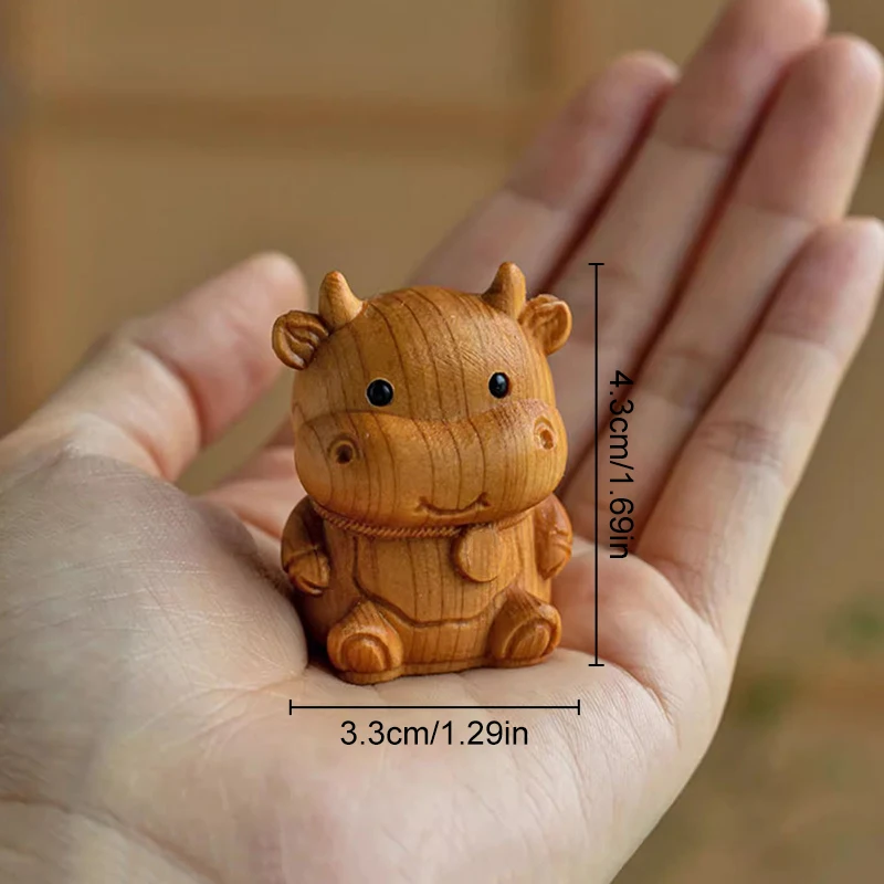 1PC Wooden Carving Twelve Zodiac Mini Ornaments Mouse Ox Tiger Rabbit Dragon Snake Animal Model Office Desktop Decor Kids Gifts