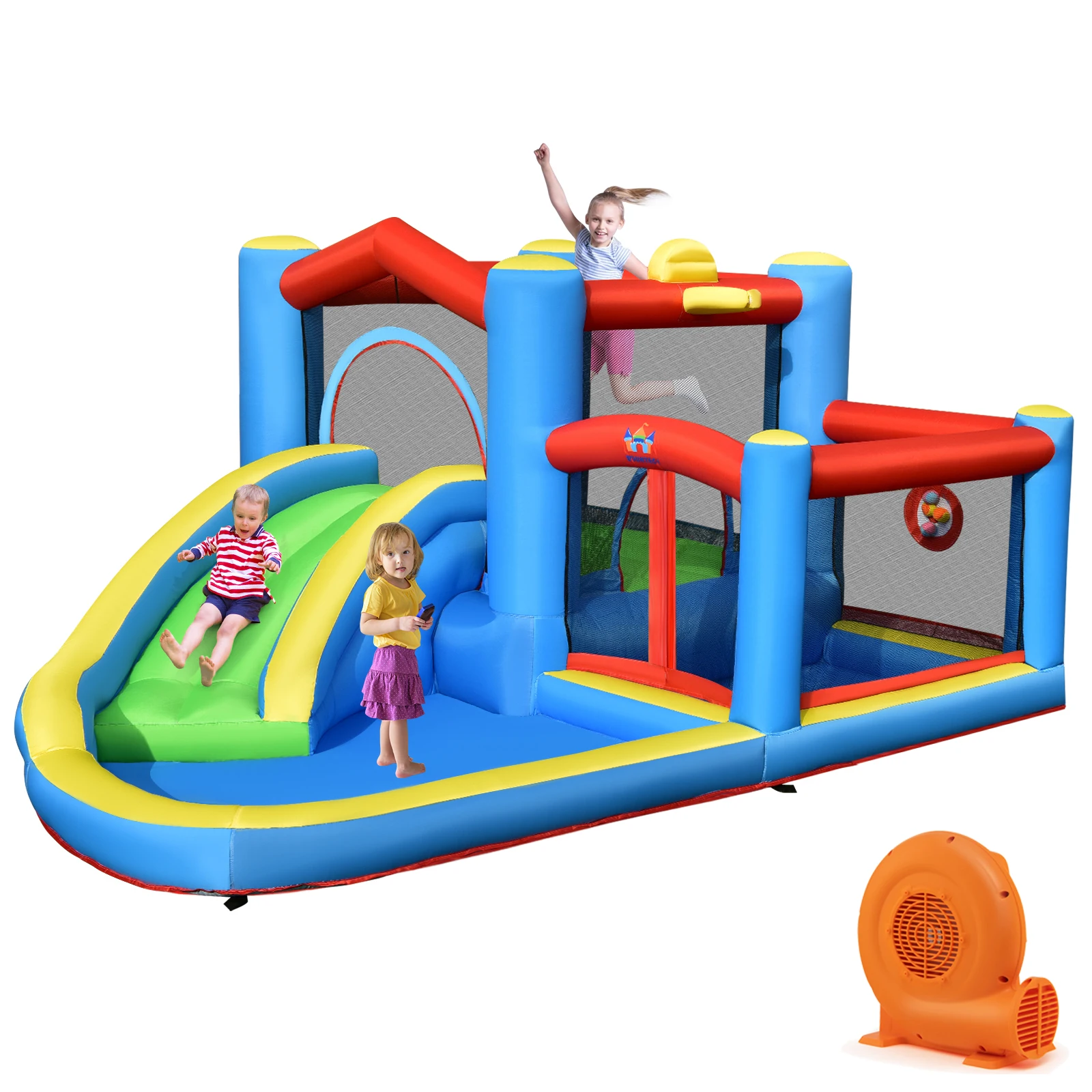 

Inflatable Kids Water Slide Outdoor Indoor Slide Bounce Castle with 550W Blower