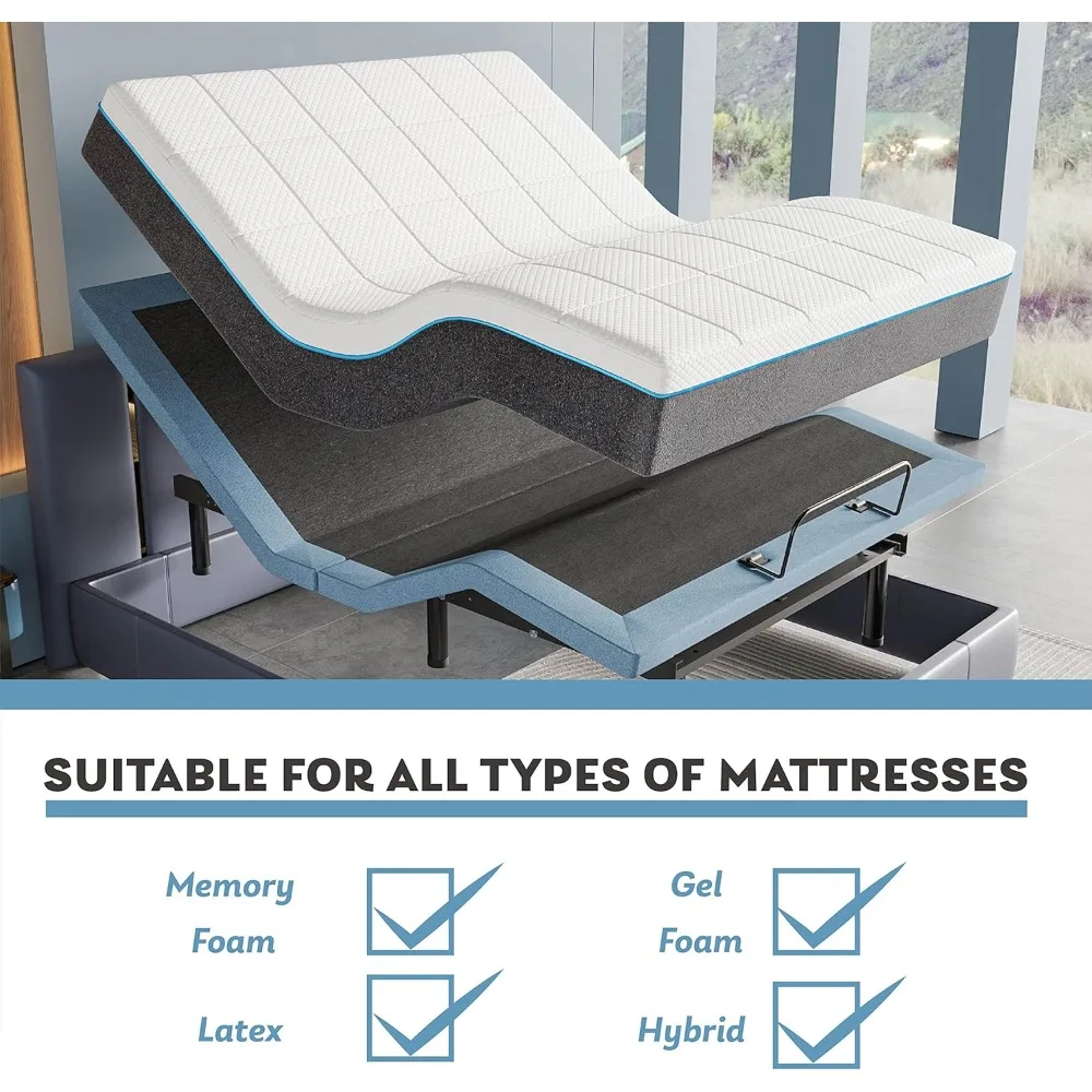 Twin XL Adjustable Bed Frame with Wireless Remote, Independent Head & Foot Incline, Easy Assembly, Modern Metal Bed Base