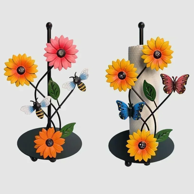 Kitchen Decorative Accessories RoomLiving Room Butterfly 3D Paper Towel Holder Metal Art Sunflower Paper Towel Holder 5
