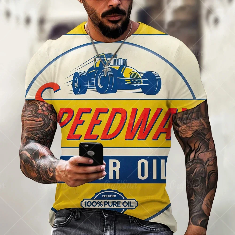 3D-T-Shirts für Herren, Vintage-Öl-T-Shirt, Street-Fashion, Castrol-Print, kurzärmelig, locker geschnitten, Oversize-Motorrad-T-Shirt, Oberteile, T-Shirts – Detail 16