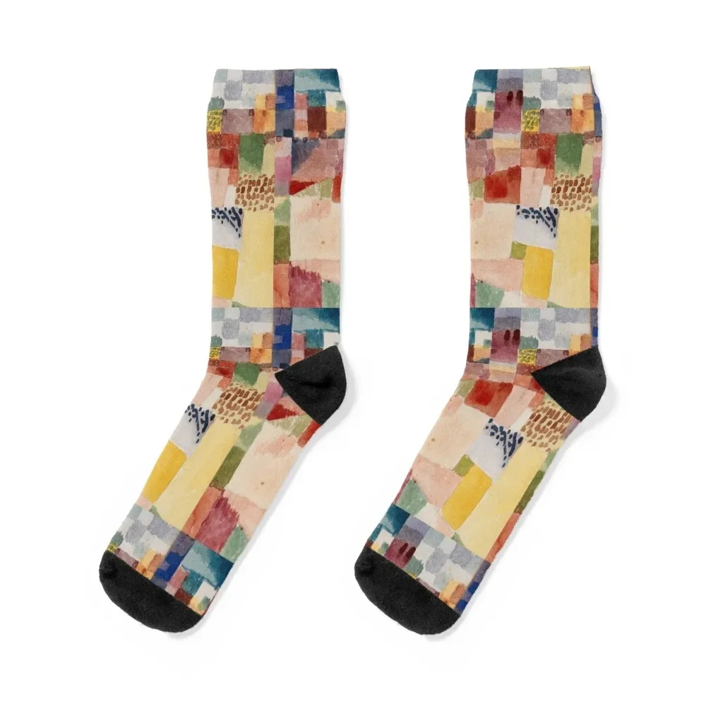 Southern Gardens Gouache Green Gradation Abstract painting · modern · abstract art Paul Klee Socks heated gift Men Socks Women's