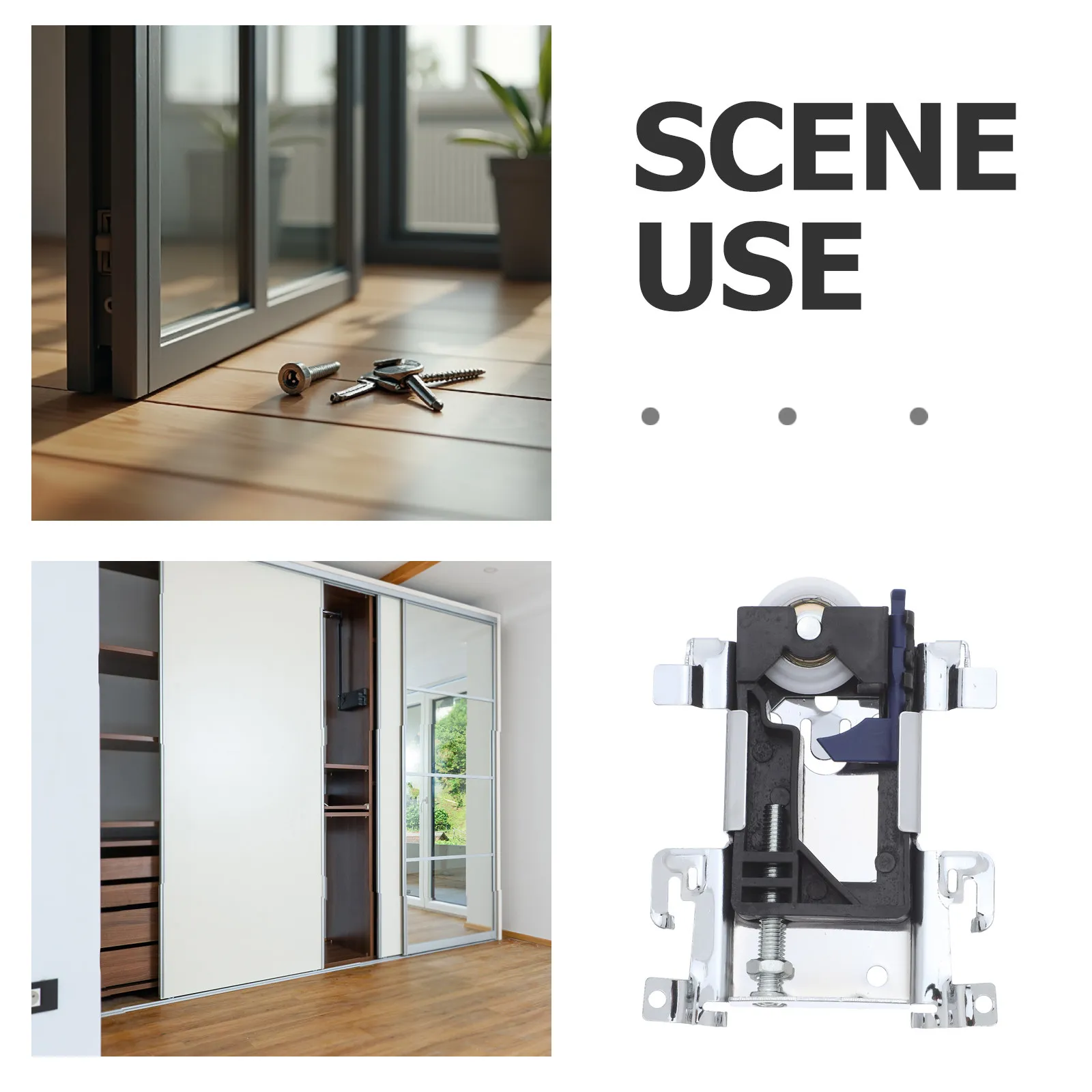 Metal Wheels Sliding Door Roller Assembly Side Mount Wardrobe Closet Hardware Easy Installation Silent Smooth Sliding Door view 3
