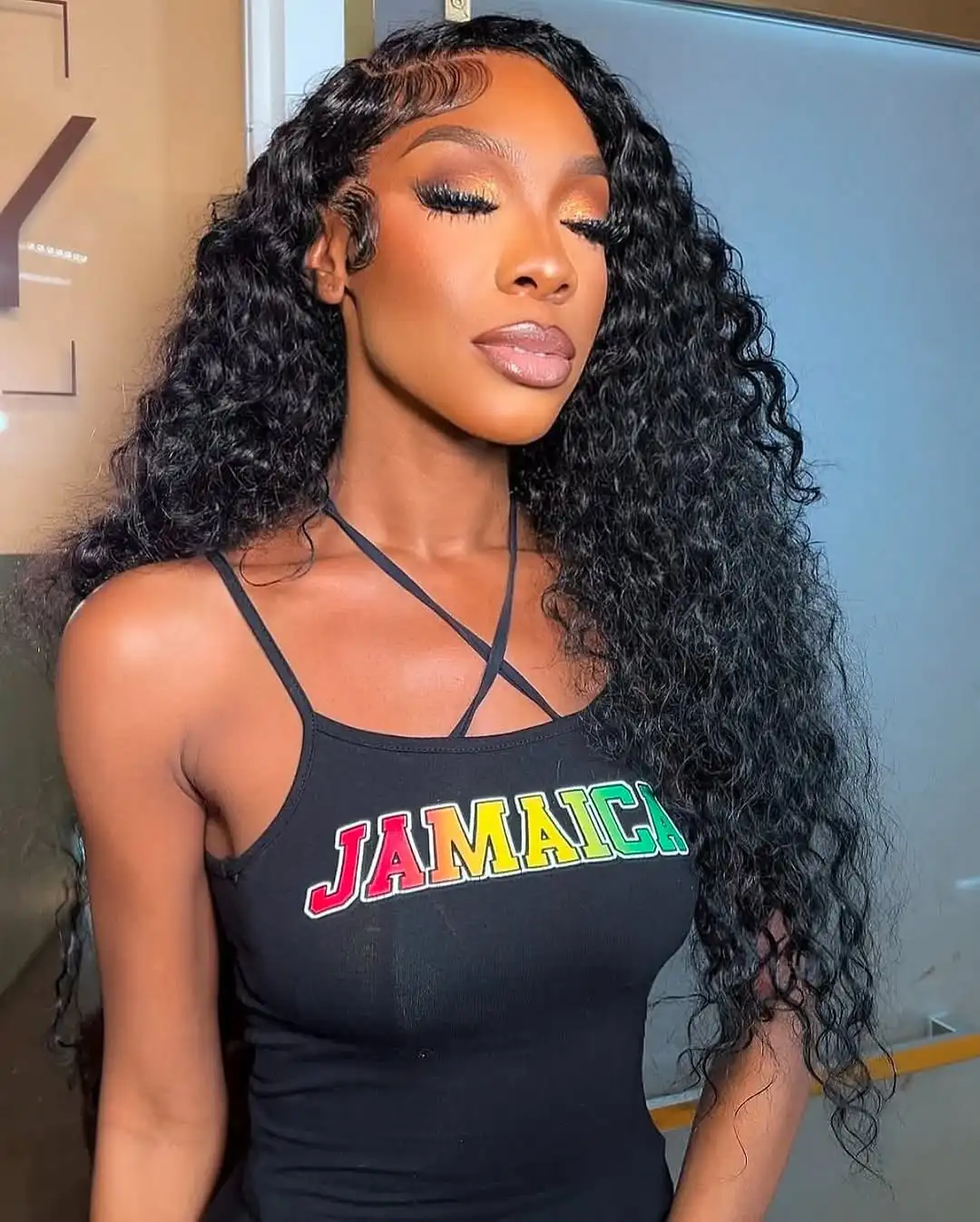 

Deep Wave 5x5 Natural Color Lace Front Wigs Human Hair Transparent 220Density 13x6 Pre Plcked 13x4 Frontal Curly Wig For Women1B