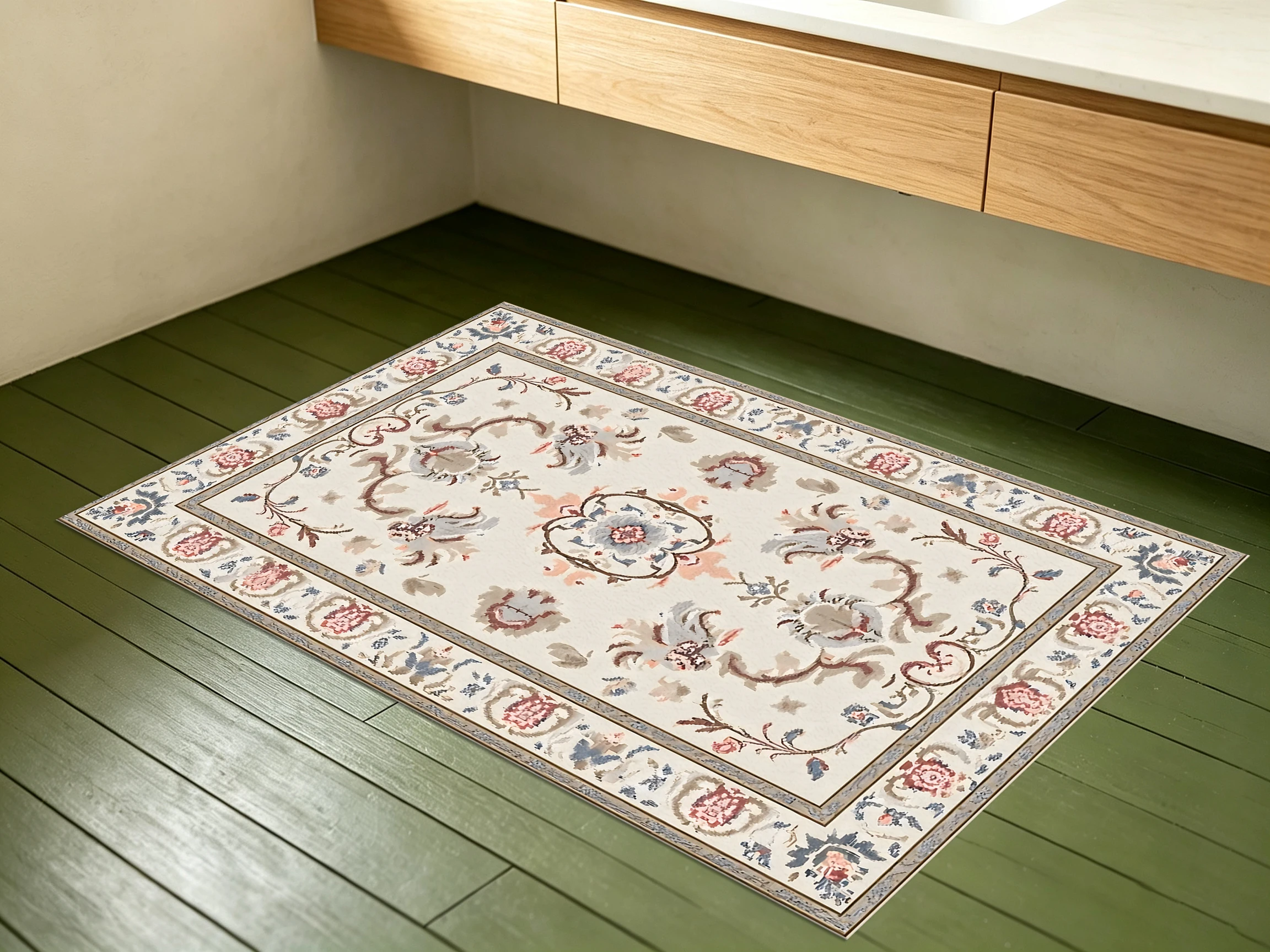 2D European-Style Symmetrical Retro Floral Pattern Rug, Elegant and Luxurious Style, Suitable for Living Room and Bedroom, One-Click Refresh for Autumn and Winter Decoration