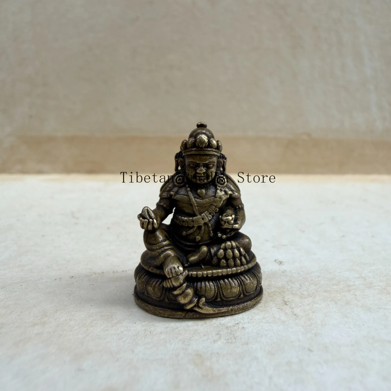 Old Chinese Tibetan Buddhism Yellow Lima Copper Yellow Jambhala Figurines