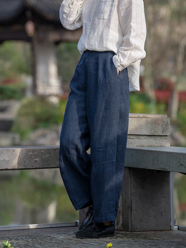 

Удобные свободные брюки-каррот из конопляного хлопка для весны и лета, новые повседневные брюки с широким поясом, женские джинсы