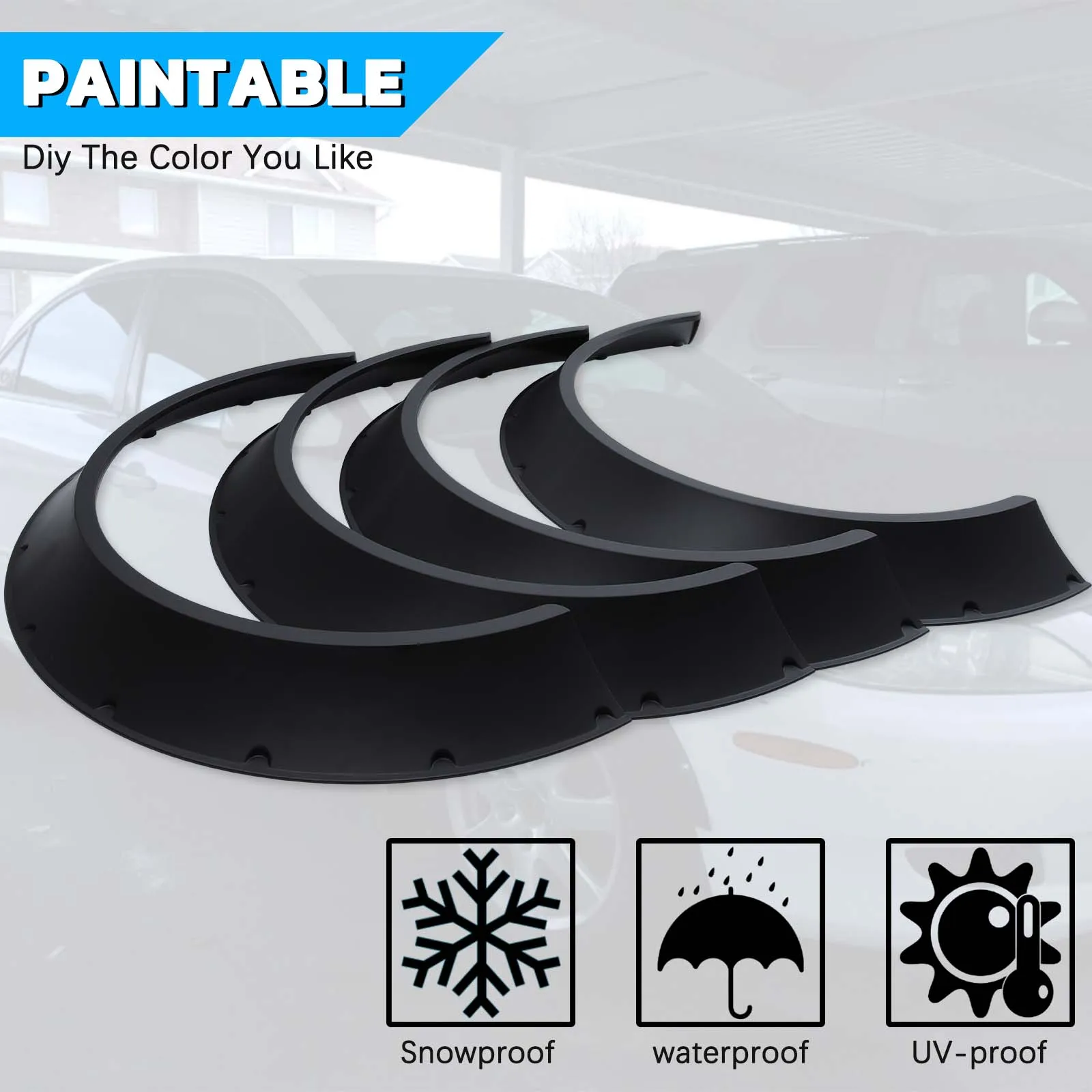 4Pcs/Set Universal Flexible Car SUV Off-road Fender Flare Wheel Arch Protector Widened Decorative Wheel Eyebrow Fender
