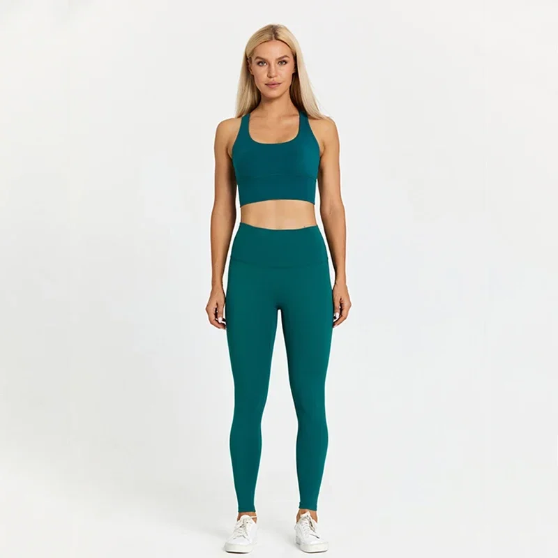 ABS LOLI-Conjunto de Yoga para mujer, ropa de gimnasio, ropa deportiva de entrenamiento, sujetadores deportivos con tirantes, Leggings de cintura