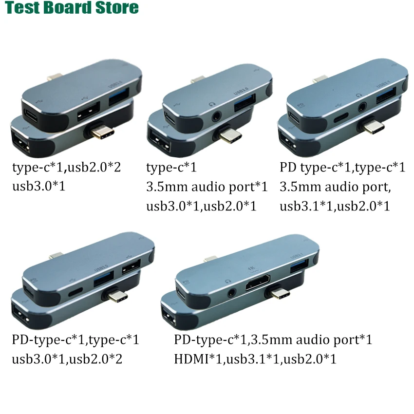 

1Pce 5-in-1 Type-C to USB3.1 docking station, HDMI high-definition/audio/PD port adapter, suitable for laptops and tablets