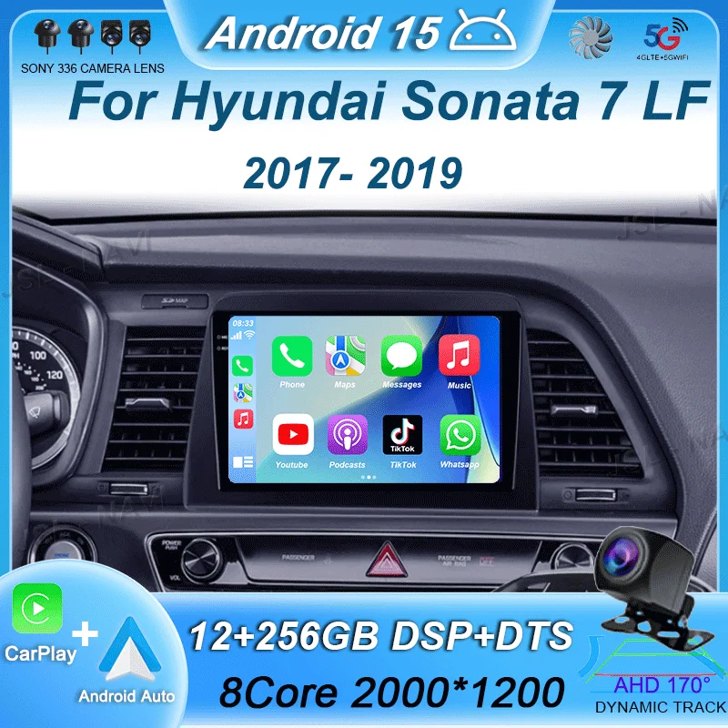 

Автомобильный радиоприемник Carplay на Android 13 для Hyundai Sonata 7 LF 2017 2018 2019 GPS мультимедийный плеер стерео 360 камера 4G + WiFi BT DSP