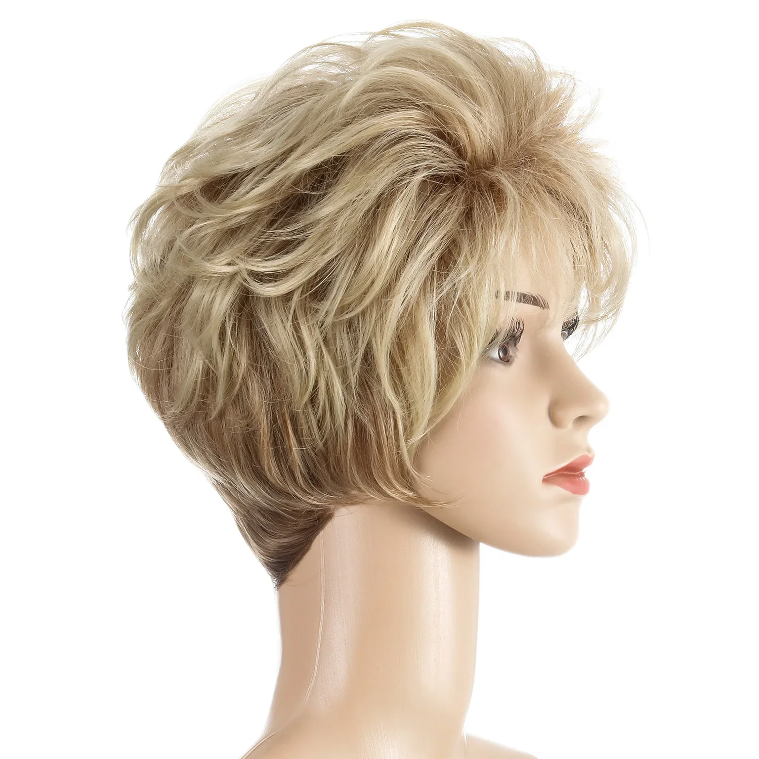 Female Short Blonde Curly Wig Short Curly Hair Wig for Women Short Fashion Sythenic Wigs with Bangs Costume Party Wig Daily Use