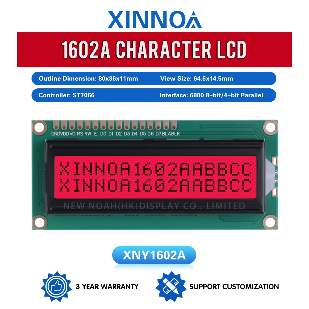 레드 라이트 블랙 문자 LCD 디스플레이 화면, 지지대 방식 개발, 1602A 문자, 2X16 LCD 3.3V, 5V, 1.5 인치