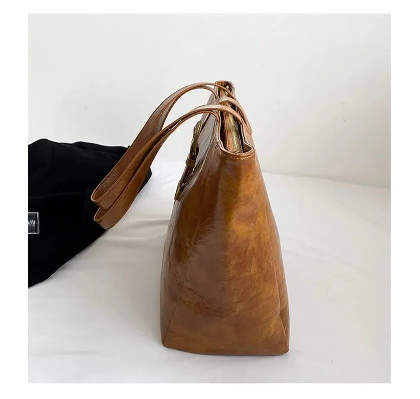 2023 New Fashion Design Tote Bags For Women French Style Ladies Large Capacity PU Shoulder Bags Casual Communte Bags Big Purse