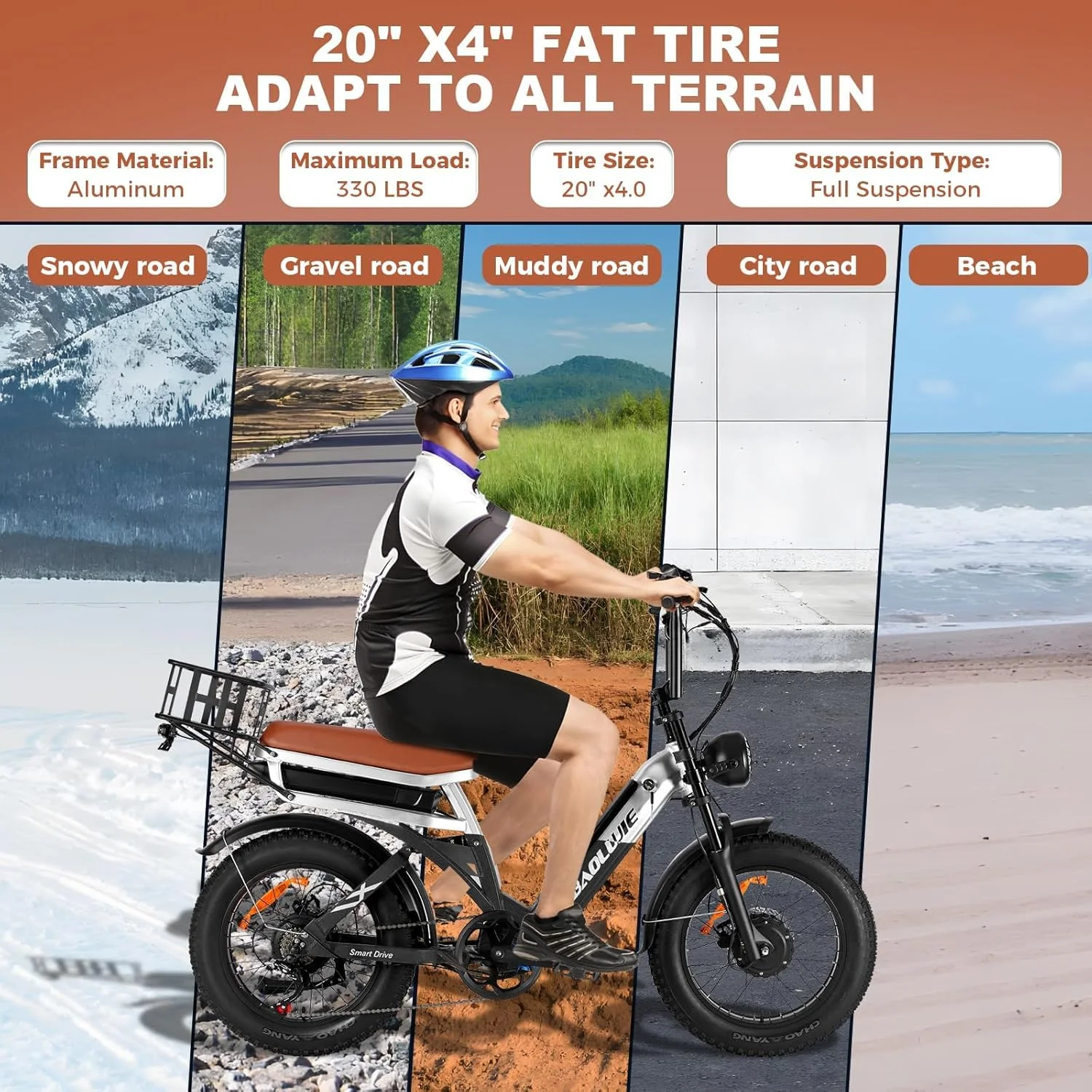 【1 Year Warranty】BAOLUJIE 2033 Adults Electric Bike 2000W Ebike Dual Motor Bicycle 48V30AH E Bike Mountain Moped Ebikes off-road