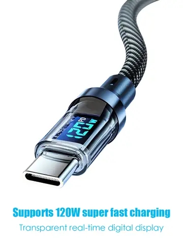 120W USB 유형 C 케이블 Xiaomi Redmi 용 고속 충전 데이터 코드 LED 디스플레이 Samsung Huawei Honor OPPO - 1M/2M 옵션 사용 가능