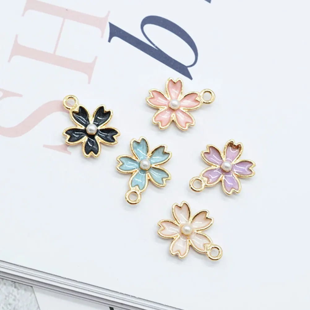 

50pcs Cherry Blossom Pendant Charms DIY Jewelry Making Pendants Accessories Necklace Bracelet Earrings Craft
