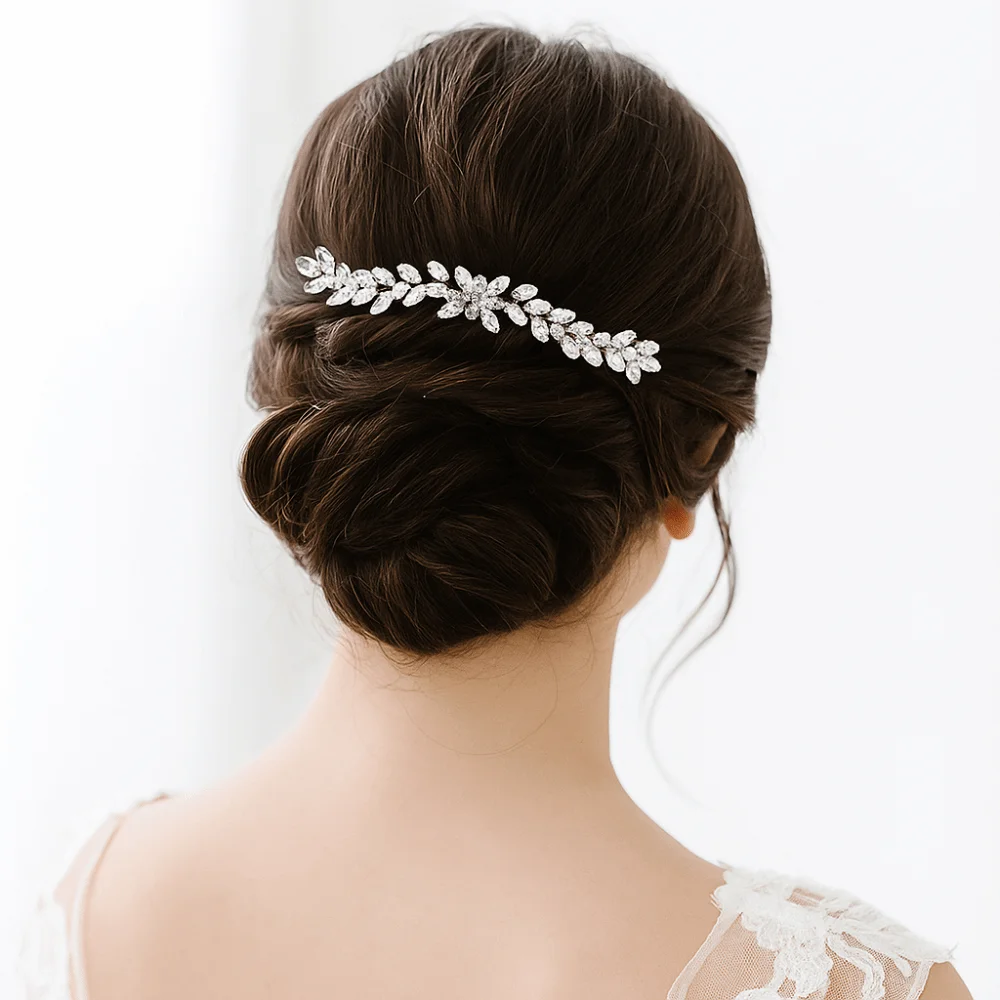 Sisir Rambut Mewah Berujung Perak, Tiara Emas, Jepit Rambut Bertabur Batu Rhinestone, Hiasan Kepala Geometris, Jepit Rambut Sehari-hari