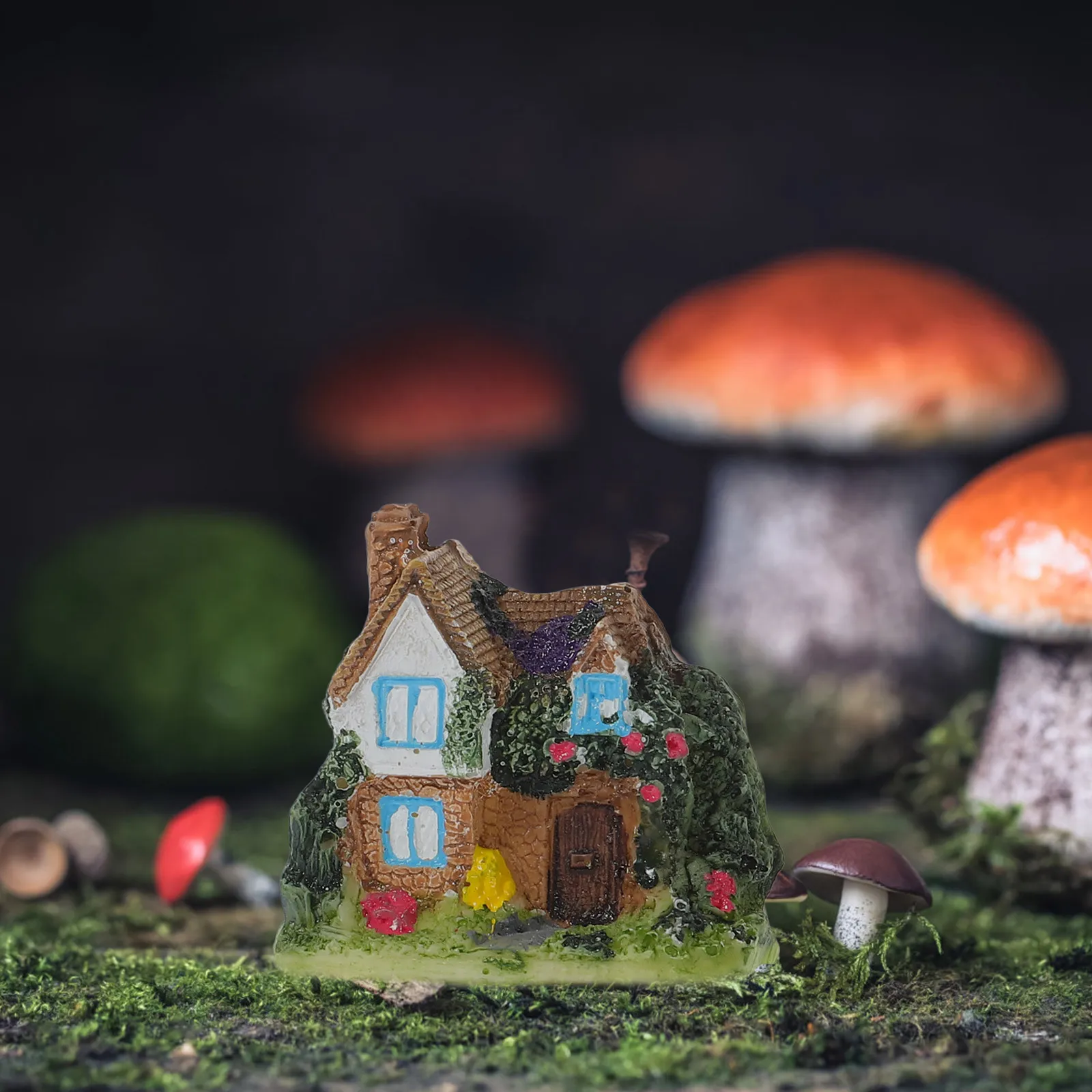 

4Pcs Exquisite Villa Ornament Set Handmade Resin Mini for Indoor Outdoor Decoration Fairy Garden Accessory