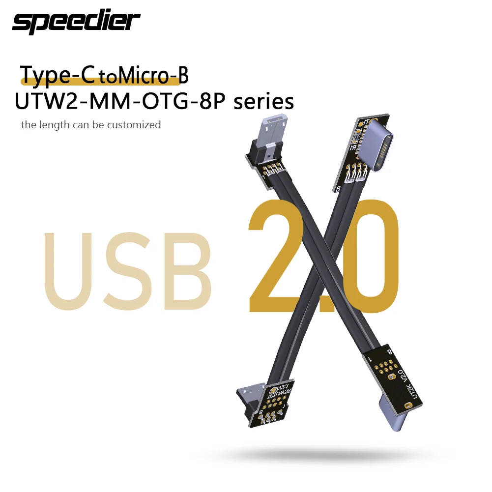 

FFC Type-C USB 2.0 Micro B Extension Cable 90 Fold FPV OTG Slim Flat Soft FPC Charge for Brushless Handheld Gimbal Monitor
