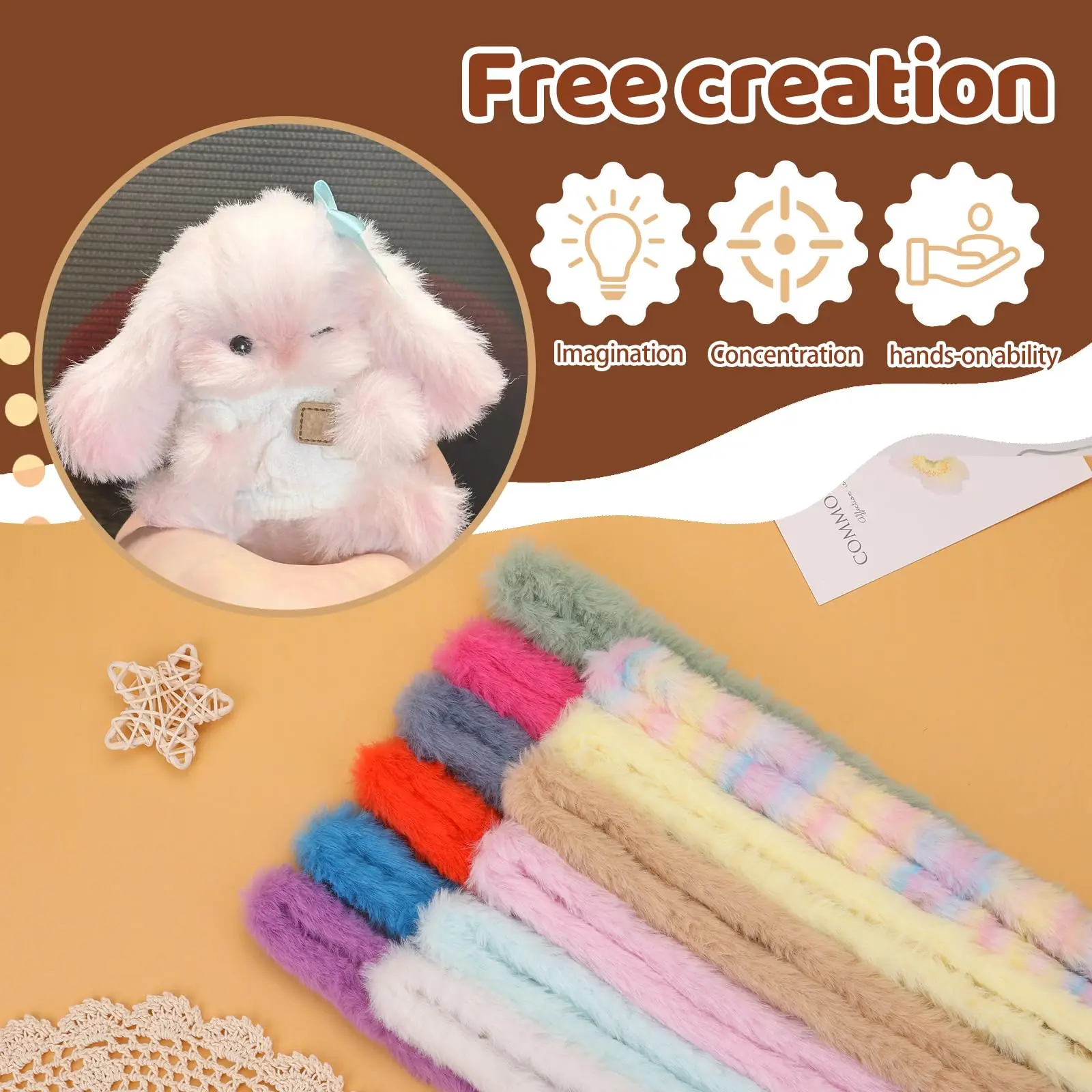 Fenrry 12Pcs Jumbo Fur Pipe Cleaners Craft Cleaners Chenille Stems Pipe for Beginners DIY Arts Craft Decorations