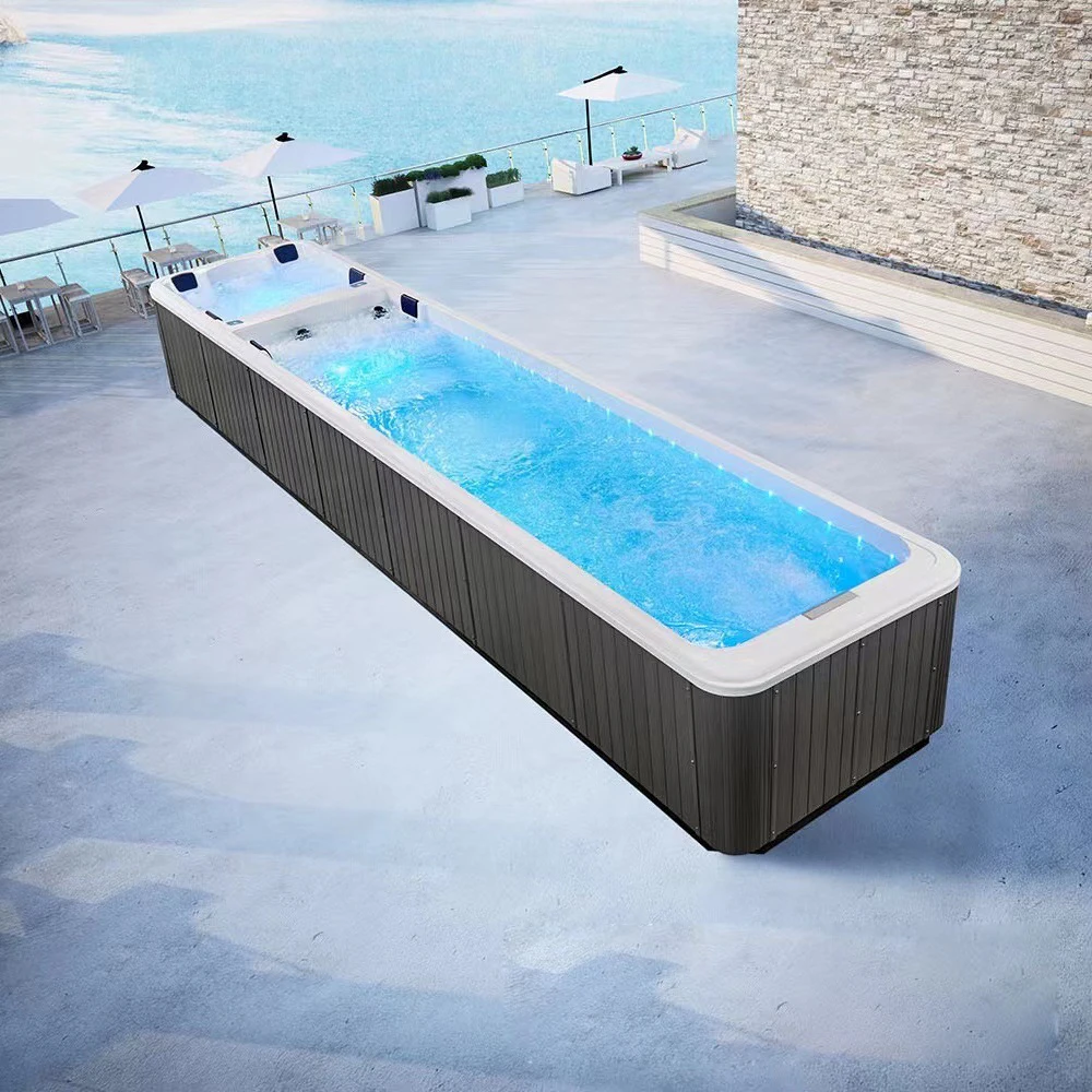Acrylic aboveground swimming pool 10m swim spa swimming pool led light outdoor pool family party spa pool