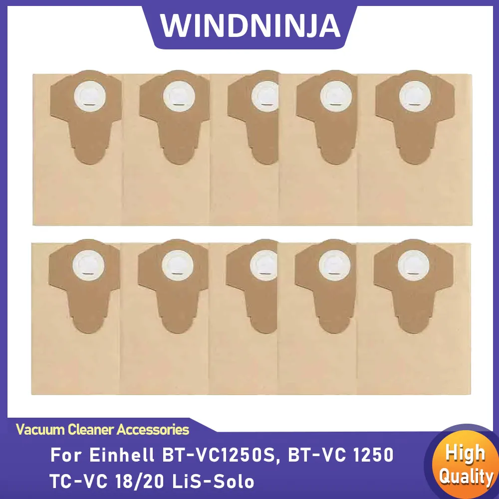5/10 PCS 20L 30L Saco de coleta de poeira para Einhell BT-VC1250S/BT-VC1250/TC-VC 18/20 Li S-Solo Saco de filtro de vácuo molhado e seco