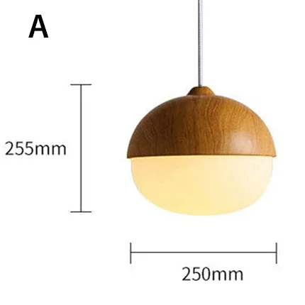 Nordic Wood Grain Iron Glass Pendant Lamp Modern Nut Round E27 110-240V Hanging Light Living Room Bedroom Decor Pendant Lighting